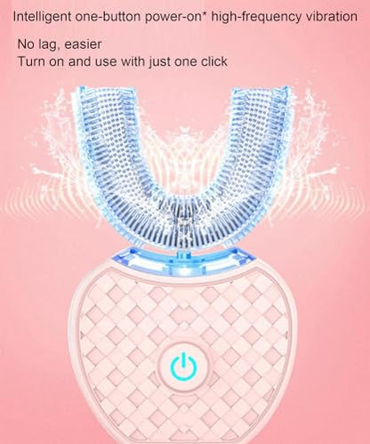 U Shaped Electric Toothbrush, Silicone Brush Head Toothbrush for Teeth Whitening Cleaning, Oral Care Toothbrush for Adult,B