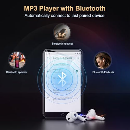 Full‑Touch‑Screen MP4 Walkman, Bluetooth MP3 Player, Slim & Portable, Multi‑Format Lossless Audio Device