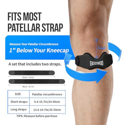 Patellar Tendon Support Strap 2 Pack,Silicone Knee Strap for Knee Pain Relief,Patella Band for Basketball, Jumpers Knee, Tendonitis, Running, Hiking, Soccer, Osgood Schlatter
