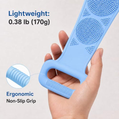 Silicone Back Bath Scrub Strap, Extra‑long Exfoliating Body Scrubber, Soft Skin‑friendly Shower Back Belt for Home Bath Use