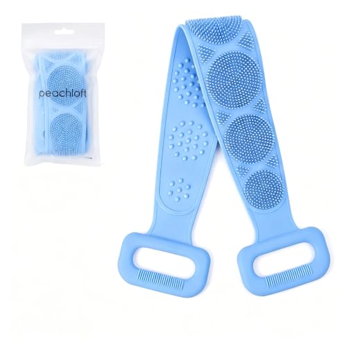 Silicone Back Bath Scrub Strap, Extra‑long Exfoliating Body Scrubber, Soft Skin‑friendly Shower Back Belt for Home Bath Use