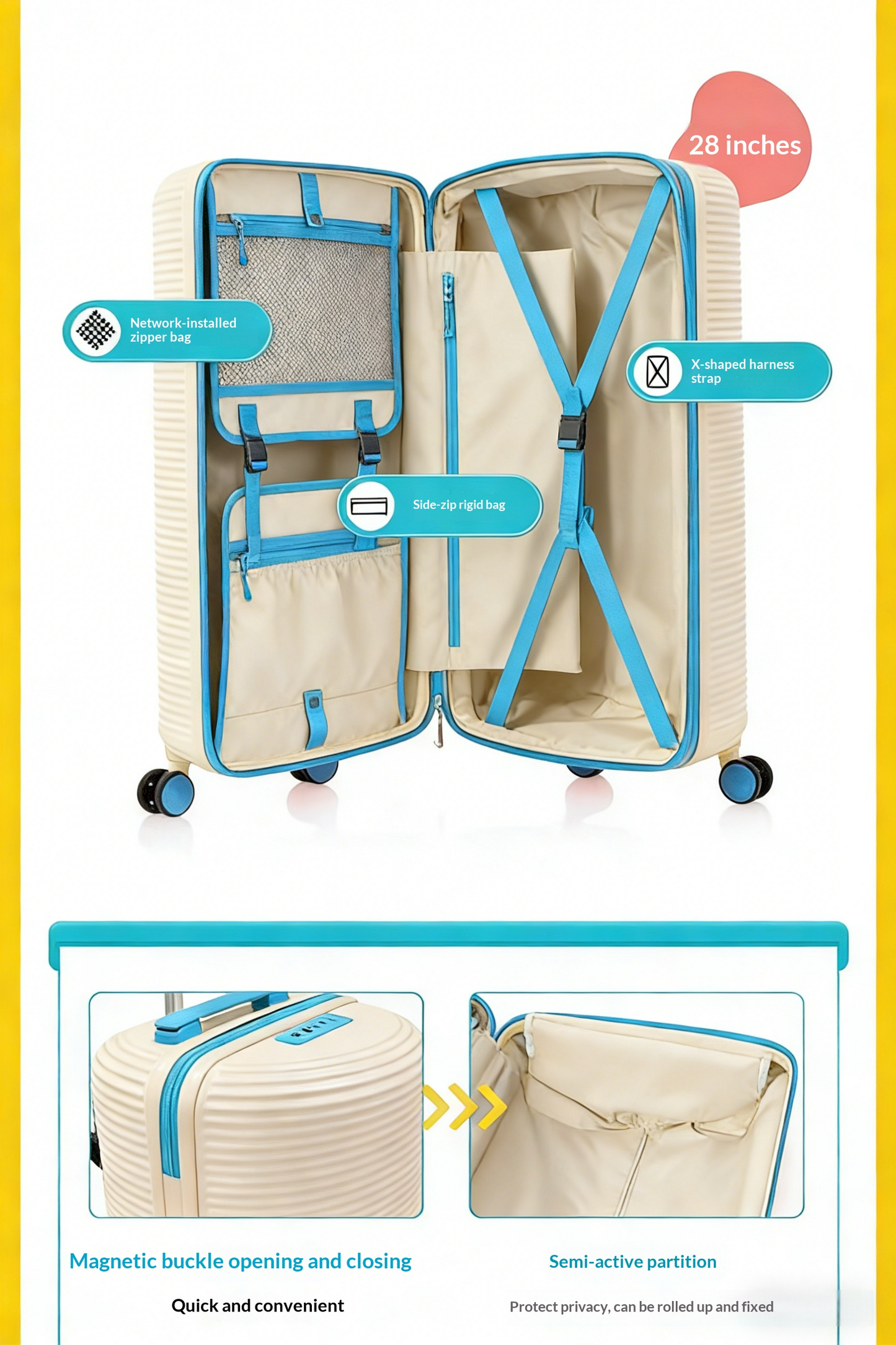Compact Carry-On Luggage: Innovative Expandable Design, Large Capacity & Stylish