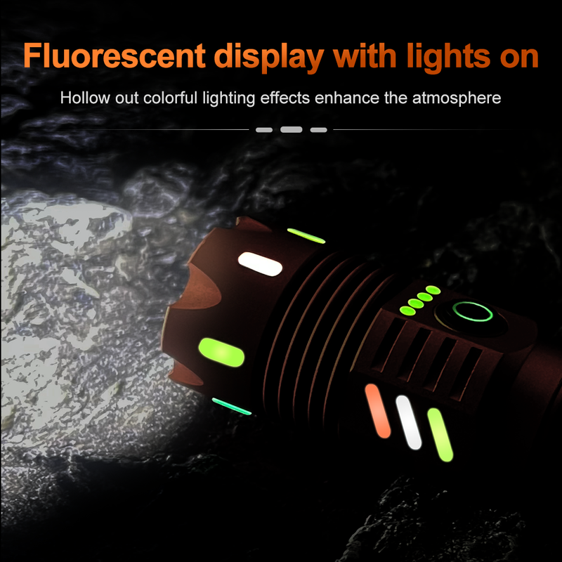 High-Intensity Tactical Flashlight: Max 6000Lm, 55W LED, IPX7 Waterproof, Long-Throw for Camping & Emergencies