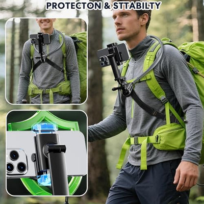 Neck‑Mount Shooting Holder, Compatible for Phone & Action Camera, First‑Person Vlog Recording, Mount for Biking & Outdoor Sports