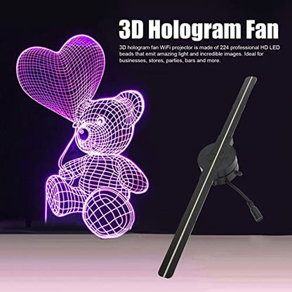 3D Hologram Fan Projector, 224 LED Light Beads, 1080P 16.5Inch Holographic Video Advertising Projector Display for Businesses, Parties, etc