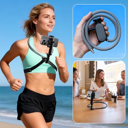 Neck‑Mount Shooting Holder, Compatible for Phone & Action Camera, First‑Person Vlog Recording, Mount for Biking & Outdoor Sports