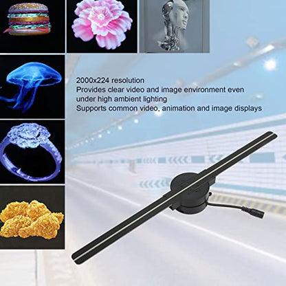 3D Hologram Fan Projector, 224 LED Light Beads, 1080P 16.5Inch Holographic Video Advertising Projector Display for Businesses, Parties, etc