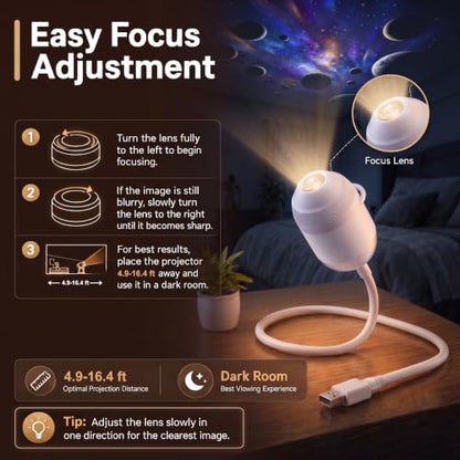 Multi‑scene Star Projector Ambient Light, USB Powered Starry Night Light, Galaxy Decor Light for Car & Home