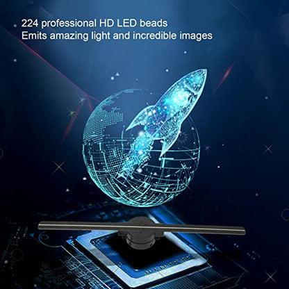 3D Hologram Fan Projector, 224 LED Light Beads, 1080P 16.5Inch Holographic Video Advertising Projector Display for Businesses, Parties, etc