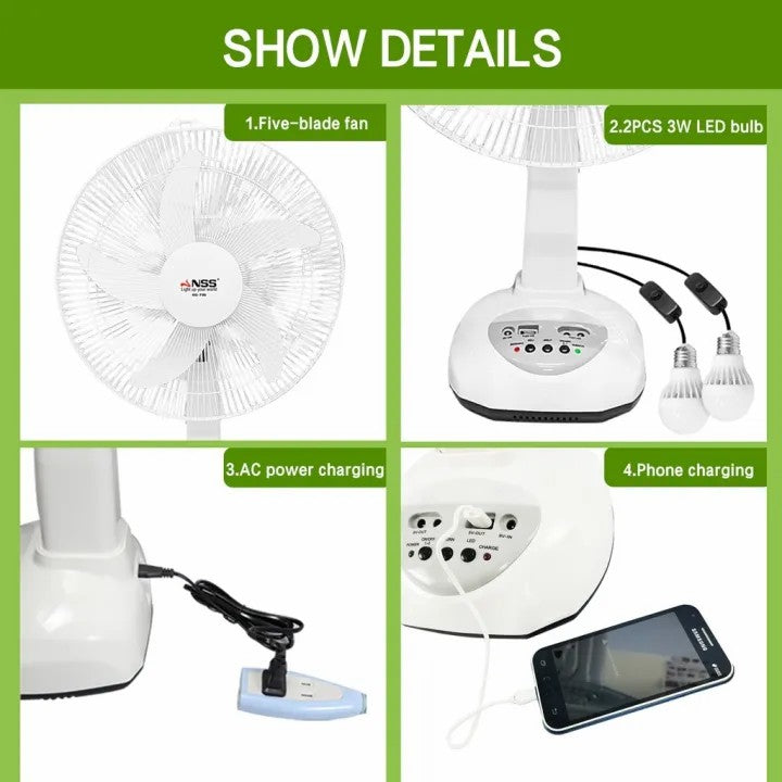 👍2023 Solar charging fan/save electricity/strong wind/mobile phone charging