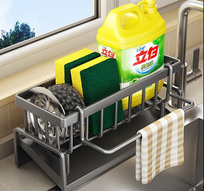 Auto-Draining Kitchen Sink  Removable Dish Cloth Rack