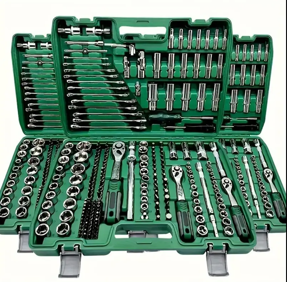 216pcs Cr-V Auto Repair Kit Tools 1/2" 1/4" 3/8" Socket Wrench Combination Tools Set