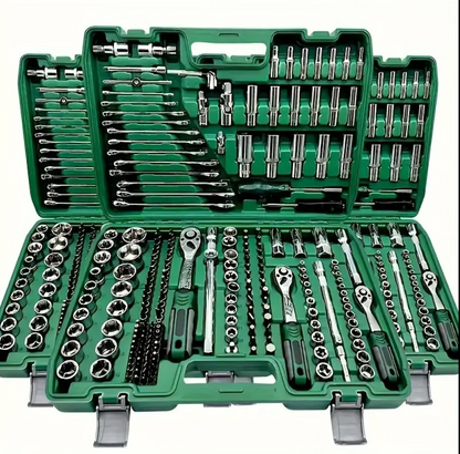 216pcs Cr-V Auto Repair Kit Tools 1/2" 1/4" 3/8" Socket Wrench Combination Tools Set