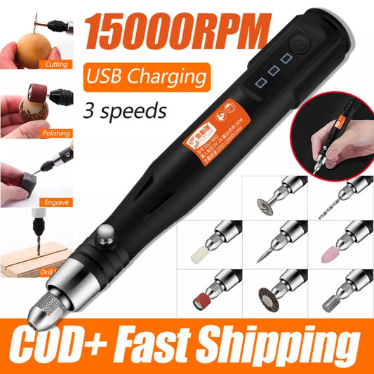 3-Speed Adjustable Handheld Electric Carving Pen DIY Engraving Tool Kit