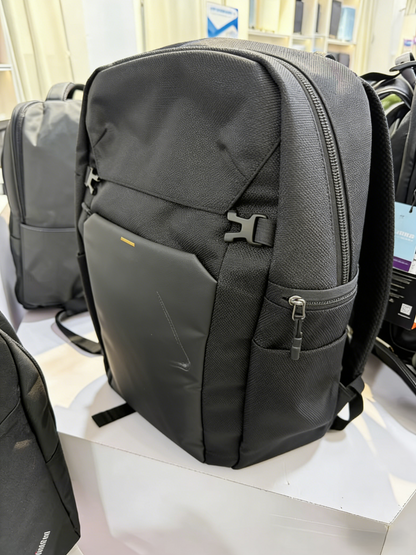 Black Durable Business Backpack: Water-Resistant Laptop Bag with Side Pocket & Sturdy Buckles for Commute, Travel & Work