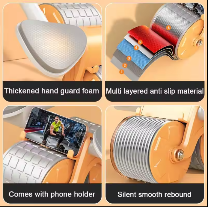 Rebound Abdominal Wheel Multifunctional Dual Hand Support Abdominal Wheel