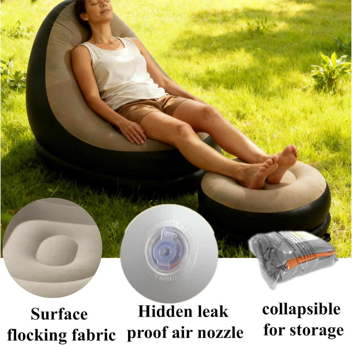 Multifunctional five-in-one inflatable sofa outdoor adult lazy sofa inflatable bed convenient foldable recliner