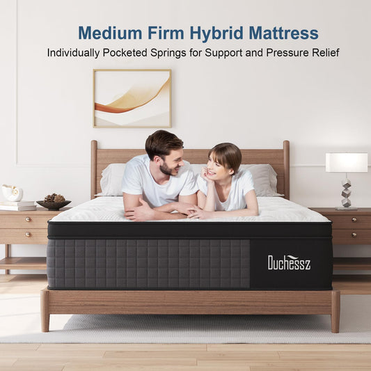 Hybrid Mattress 10 Inch, Queen Mattress with Gel Memory Foam and Individually Pocket Innerspring Euro Top Mattress
