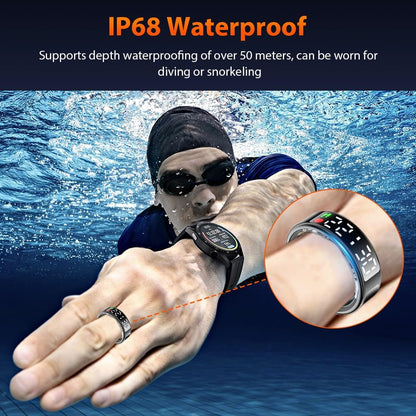 Smart Ring Health Tracker with LED Display Screen, IP68 Waterproof Fitness Tracker, Bluetooth Connection Health Ring Compatible with iOS/Android, Activity Tracker/Heart Rate/Blood Oxygen/Sleep/Step