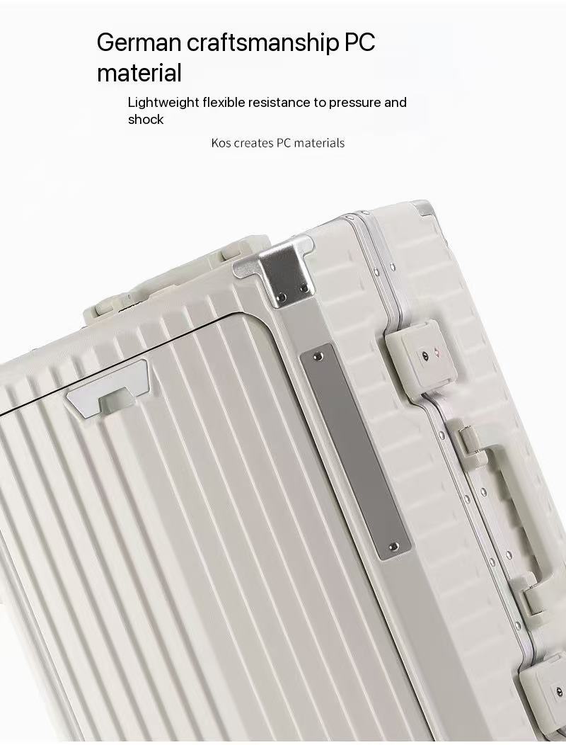 Multi-Functional Front Opening Luggage 20 Inch - PC Aluminum Frame, Rechargeable Combination Lock Carry-On
