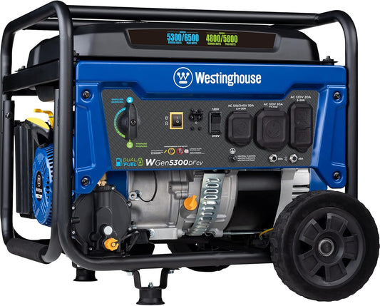 3000 Watt  5000 Watt Dual Fuel Home Backup Portable Generator, Transfer Switch Ready 30A Outlet, RV Ready 30A Outlet, CO Sensor