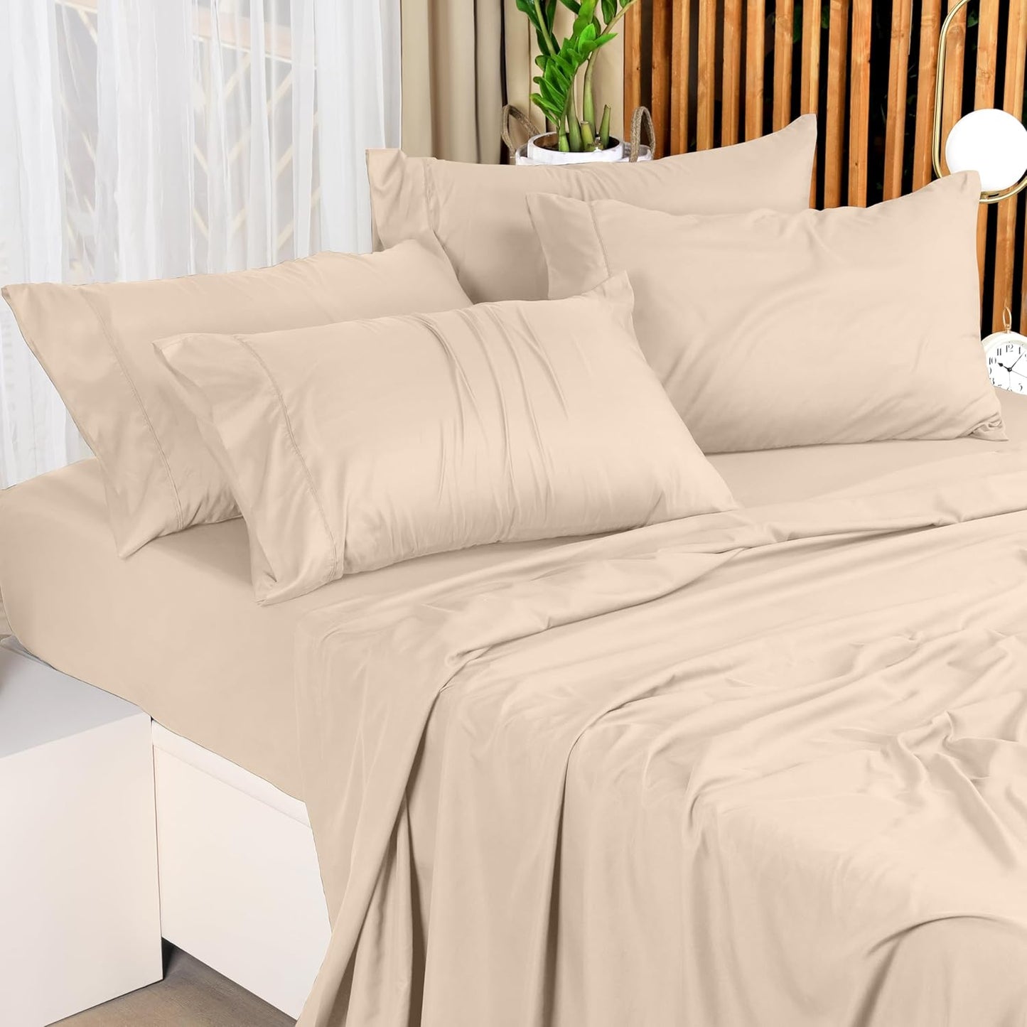 Utopia Bedding Queen Bed Sheets Set - 4 Piece Bedding - Brushed Microfiber - Shrinkage and Fade Resistant - Easy Care (Queen, Beige)