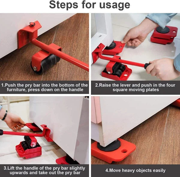 Heavy Duty Furniture Lifter Mover Tool with 4 Sliders 360 Rotatable Moving Kits for Refrigerator, Washing Machine, Wardrobe