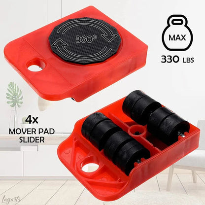 Heavy Duty Furniture Lifter Mover Tool with 4 Sliders 360 Rotatable Moving Kits for Refrigerator, Washing Machine, Wardrobe