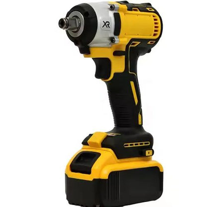 Portable lithium-ion impact wrench with two batteries and a charger