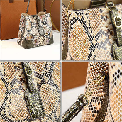 Snake Print Bucket Bag: A Trendy & Versatile Crossbody and Shoulder Bag for Women
