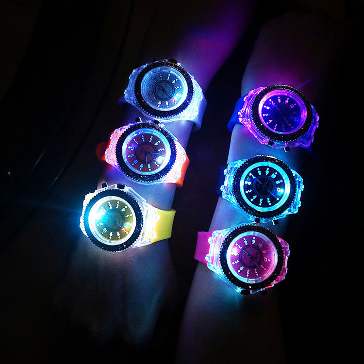 Hot Selling Transparent Watch Unisex Quartz Luminous Sports Light Watch Geneva Silicone Watch