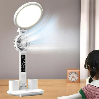 Foldable LED Desk Lamp with Cooling Fan — Eye-Care Reading Light for Students & Kids, Perfect for School, Dorm, Bedroom & Home Use