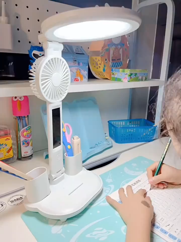 Foldable LED Desk Lamp with Cooling Fan — Eye-Care Reading Light for Students & Kids, Perfect for School, Dorm, Bedroom & Home Use