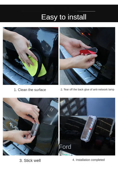 Solar Car Anti-Rear-End Flashing Light 10 LED Warning Light Vibration Sensor Motorcycle Anti-collision Flashing Light