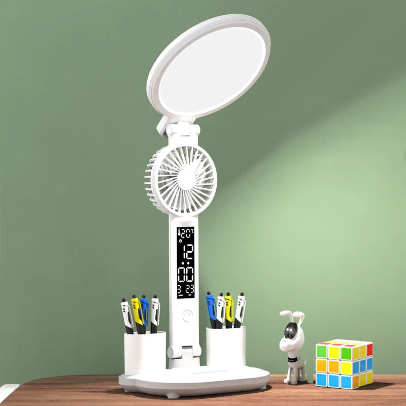 Foldable LED Desk Lamp with Cooling Fan — Eye-Care Reading Light for Students & Kids, Perfect for School, Dorm, Bedroom & Home Use