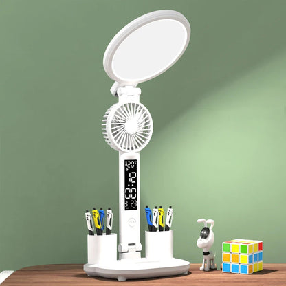 Foldable LED Desk Lamp with Cooling Fan — Eye-Care Reading Light for Students & Kids, Perfect for School, Dorm, Bedroom & Home Use