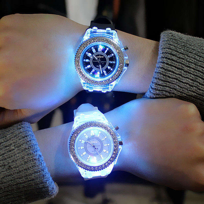 Hot Selling Transparent Watch Unisex Quartz Luminous Sports Light Watch Geneva Silicone Watch