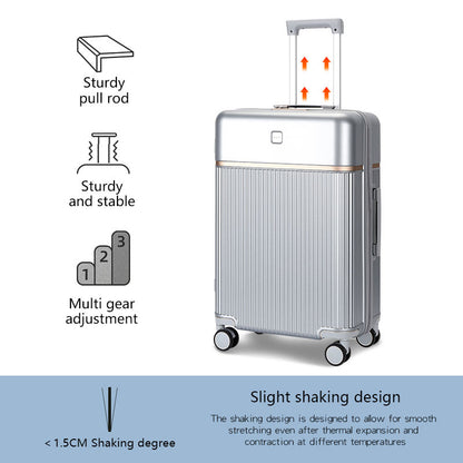 24" ABS Leisure Travel Rolling Luggage - Cup Holder Design, Spacious Zippered Carry-On Bag