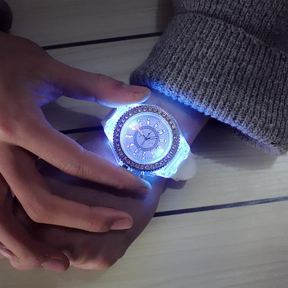 Hot Selling Transparent Watch Unisex Quartz Luminous Sports Light Watch Geneva Silicone Watch