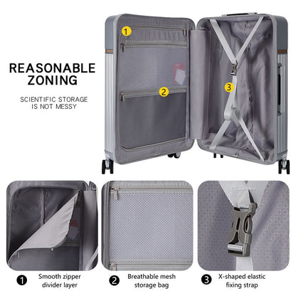 24" ABS Leisure Travel Rolling Luggage - Cup Holder Design, Spacious Zippered Carry-On Bag