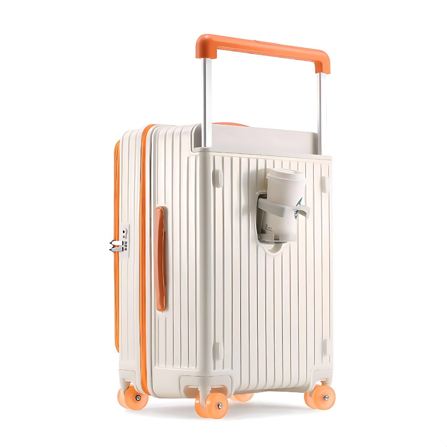 20-inch side-opening large-capacity new design trolley suitcase with jelly wheels.