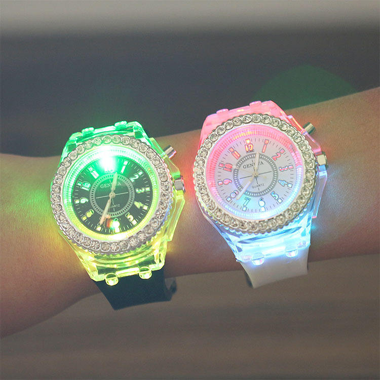 Hot Selling Transparent Watch Unisex Quartz Luminous Sports Light Watch Geneva Silicone Watch