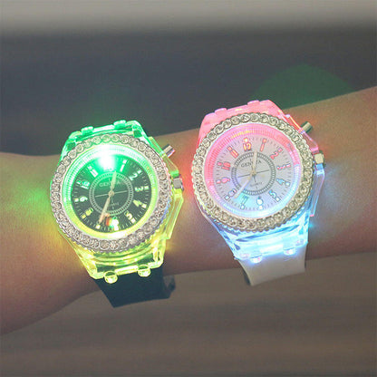 Hot Selling Transparent Watch Unisex Quartz Luminous Sports Light Watch Geneva Silicone Watch