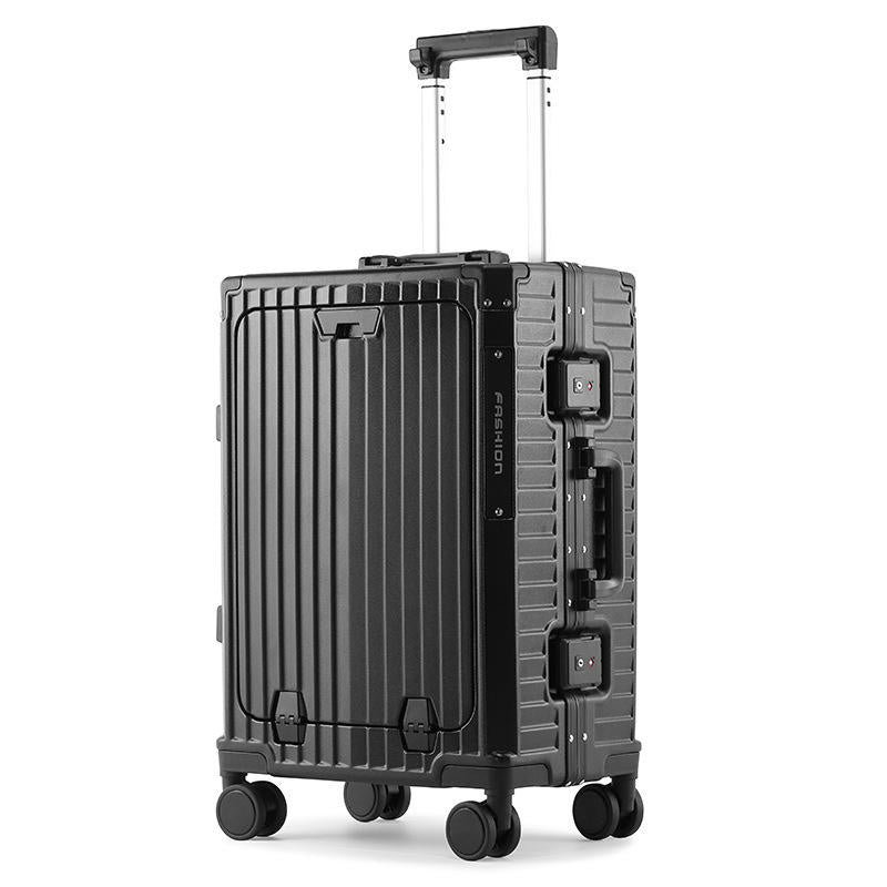 24-Inch Large Capacity Travel Aluminum Frame Luggage: Multi-Functional Durable Suitcase for Business & Leisure Travelers