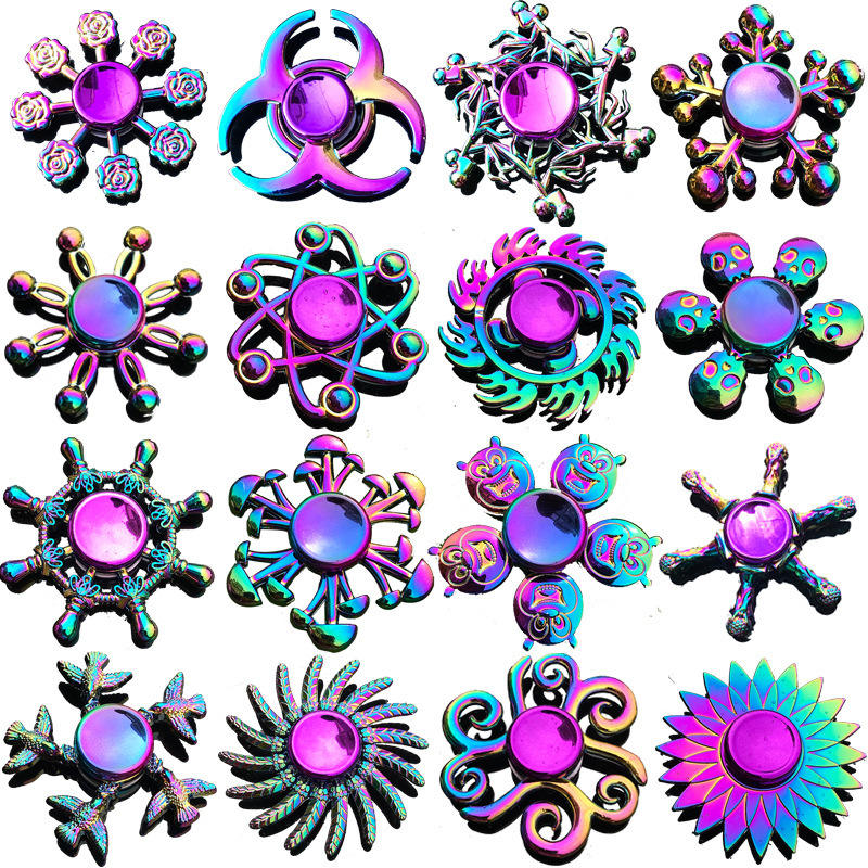 Hot Sale Anti Stress Toy Zinc Alloy Rainbow Dazzling Heptagonal Hand Spinner Gyro Fidget Toys