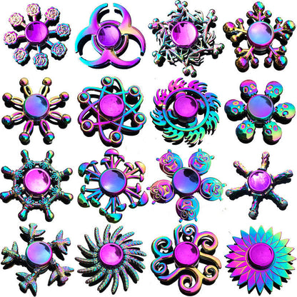 Hot Sale Anti Stress Toy Zinc Alloy Rainbow Dazzling Heptagonal Hand Spinner Gyro Fidget Toys