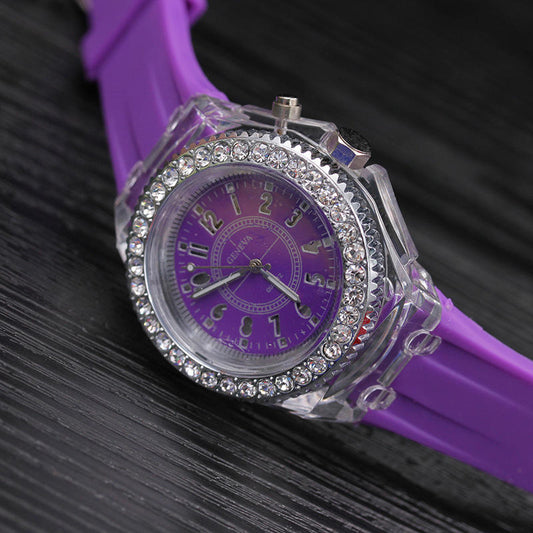 Hot Selling Transparent Watch Unisex Quartz Luminous Sports Light Watch Geneva Silicone Watch