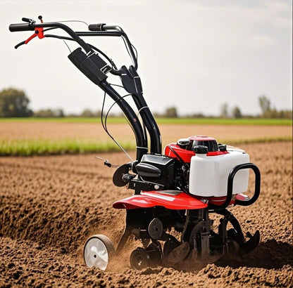 Multifunctional household gasoline tiller, suitable for rotary tillage, weeding and furrowing in hard soil. Easy to operate, fuel-efficient and durable.