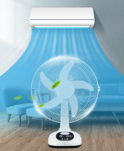 High Quality Home Use Cooling Battery Solar Electric Table Fan Rechargeable DC 12 Inch Wind Solar Fan with LED Lamp
