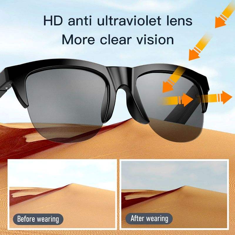 Fashion 2026 Hottest Wireless Stereo Waterproof Touch Control Sports Earphones With Mic Smart Round Sunglasses for Men and Women